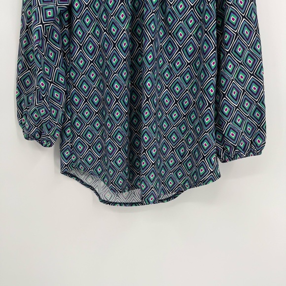 Jude Connally Blouse Top Womens Size XS Tunic Geometric Stretch 3/4 sleeves - Picture 3 of 10